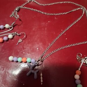 Charming Pastel Beaded Necklace and Earring Set